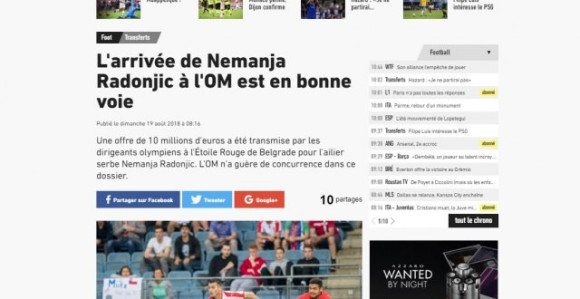 L'Ekip: Radonjić na putu za Marselj!