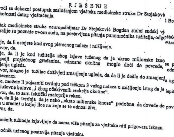 Потврда о Додиковој неурачунљивости (Фото)