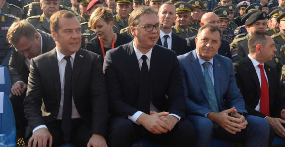 Medvedev sa Vučićem na vježbi "Sloboda 2019" 