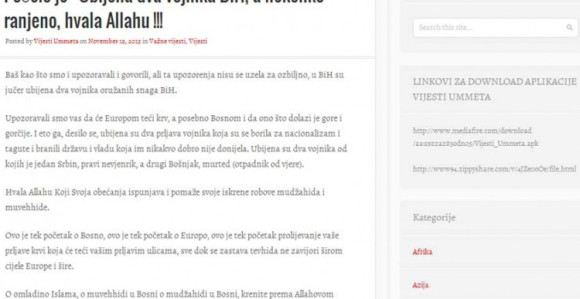 Vijesti Ummeta slave i prijete: Bosno, ovo je tek početak!
