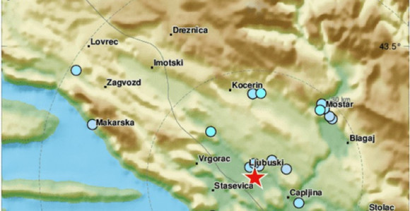 Zemljotres u BiH, epicentar kod Ljubuškog