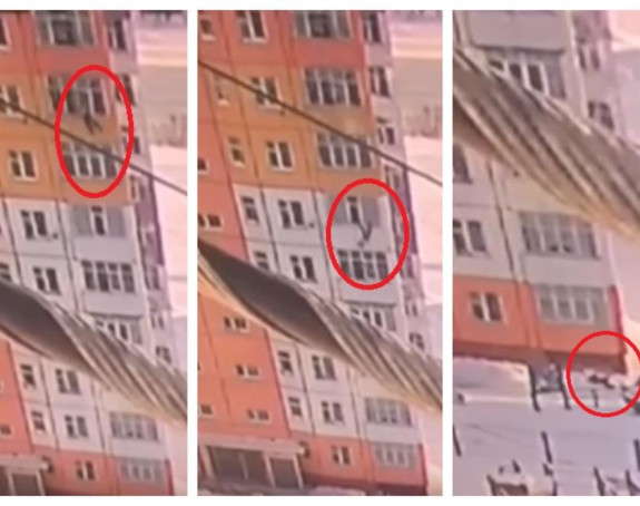 Жена пала са 9. спрата, устала и отишла! (ВИДЕО)