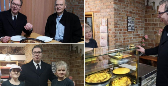 Vučić jeo pitu u pekari kod Zaima