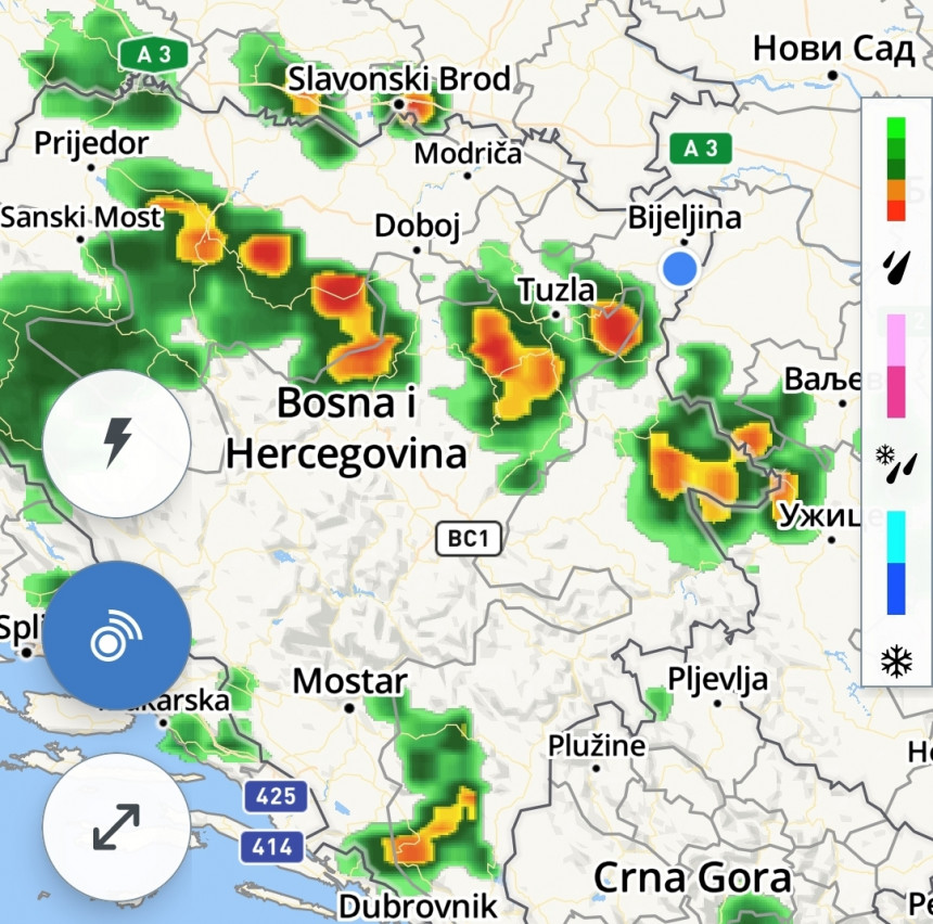 Ovako trenutno izgleda radarska slika u BiH