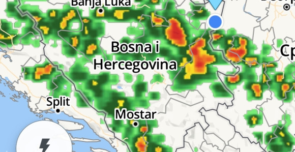 Na sjeveroistoku BiH popodne jaki pljuskovi i grmljavina