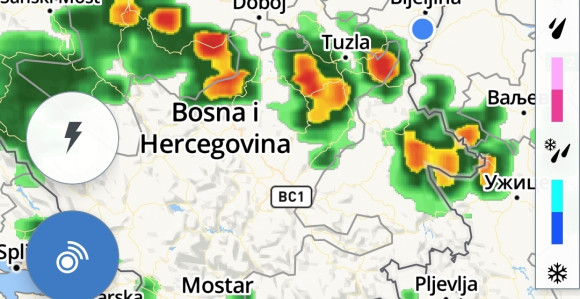 Ovako trenutno izgleda radarska slika u BiH