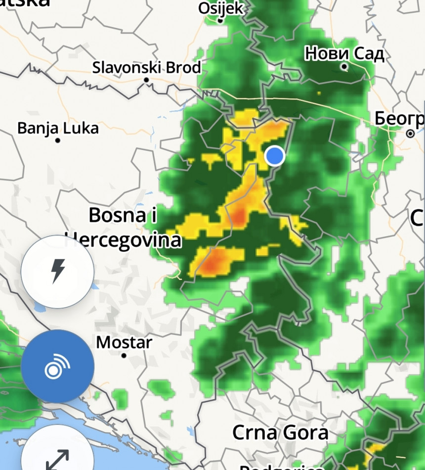 Овако изгледа тренутна радарска слика падавина у БиХ