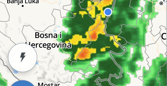 Ovako izgleda trenutna radarska slika padavina u BiH