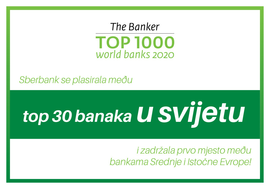 Sberbank se plasirala među top 30 banaka u svijetu