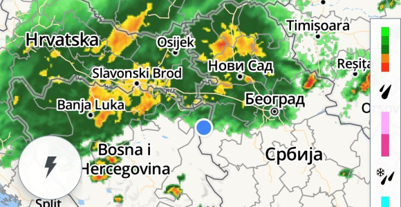 Radarska slika: Nestabilno sa lokalnim pljuskovima