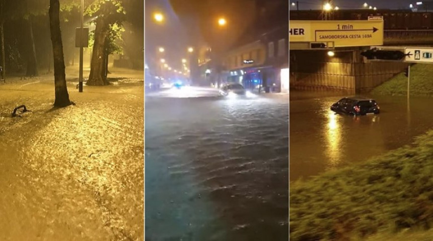 Potop u Zagrebu: Automobili pod vodom, ulice zatvorene