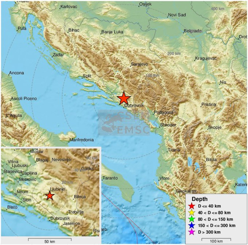 Slabiji zemljotres registrovan u blizini Trebinja