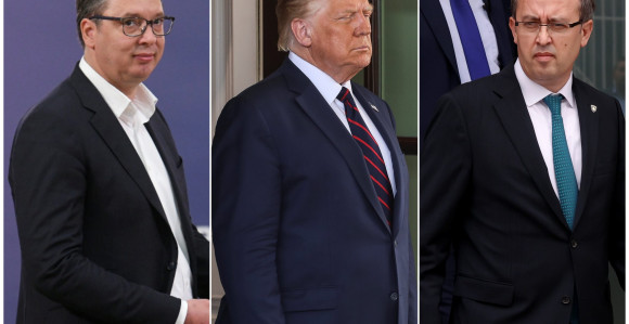 Tramp, Vučić i Hoti na ceremoniji potpisivanja