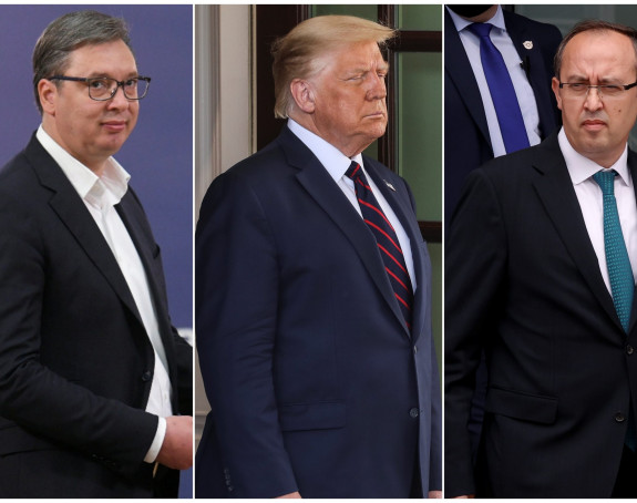 Трамп, Вучић и Хоти на церемонији потписивања