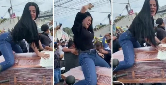 Zajahala sanduk na sahrani i počela bezobrazno da meša! (VIDEO)