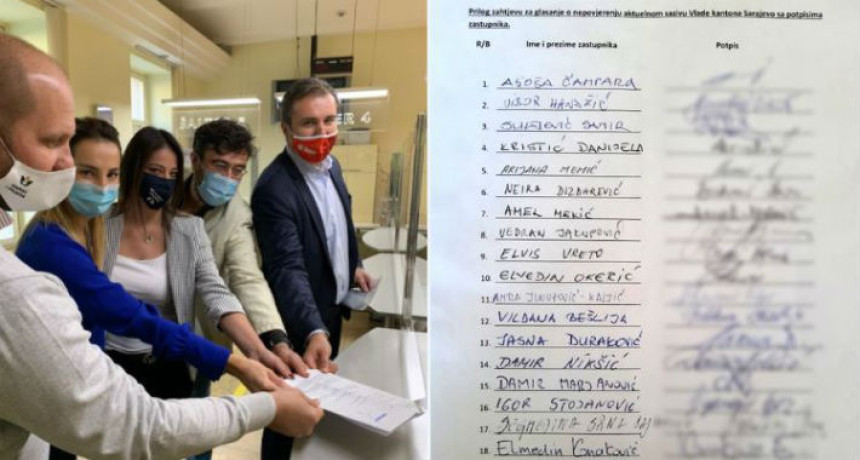 Predat zahtjev za smjenu Vlade Kantona Sarajevo