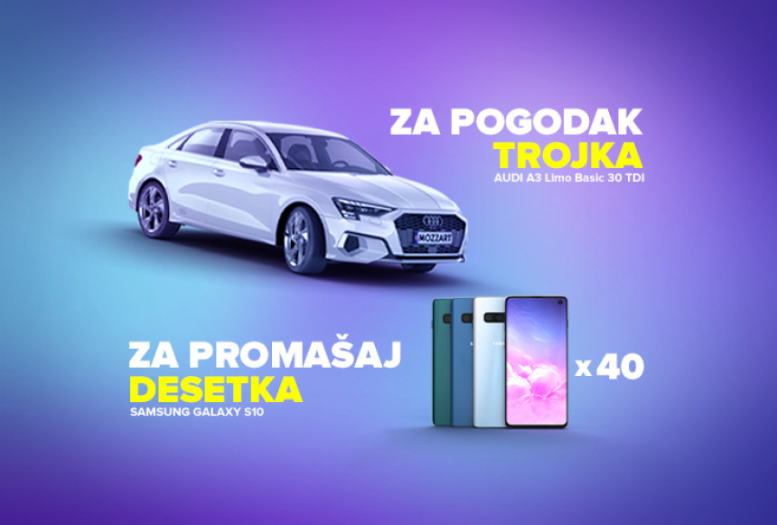 U Mozzartu osvoji AUDI A3 Limo, a svakog dana te čeka i Samsung Galaxy S10