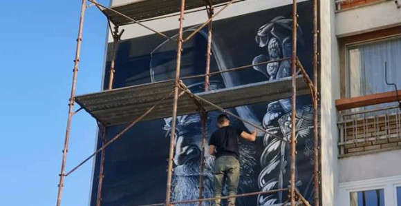 U Foči oslikan mural mitropolita Amfilohija