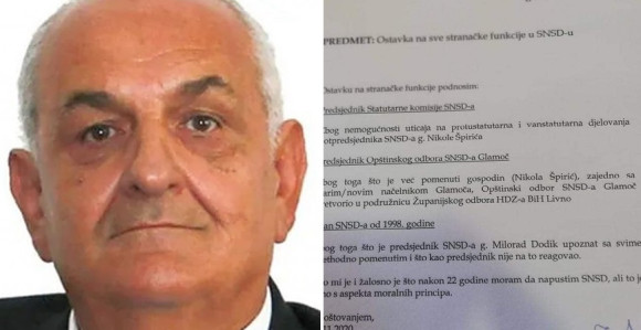 Predsjednik OO SNSD Glamoč podnio ostavku u stranci