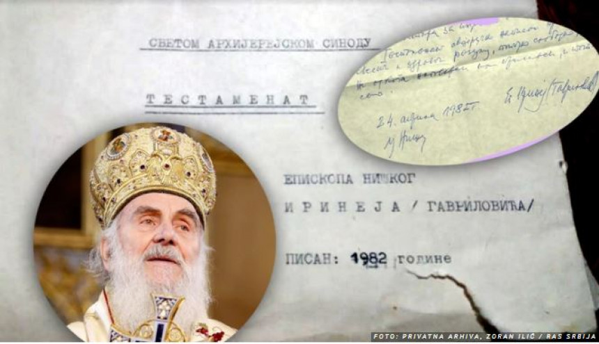 Објављено шта пише у тестаменту патријарха Иринеја