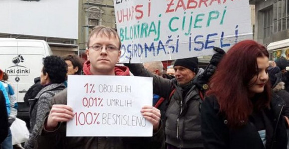 Protest u Zagrebu protiv novih epidemioloških mjera