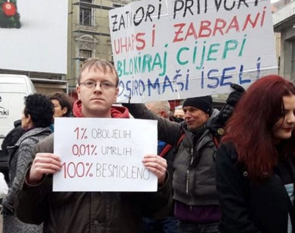 Protest u Zagrebu protiv novih epidemioloških mjera