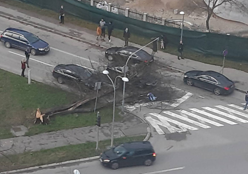 Вјетар прави хаос у Бањалуци, пало дрво на ауто