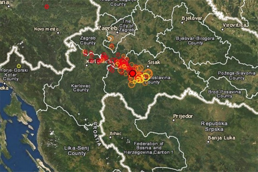 Nekoliko potresa tokom noći u Petrinji