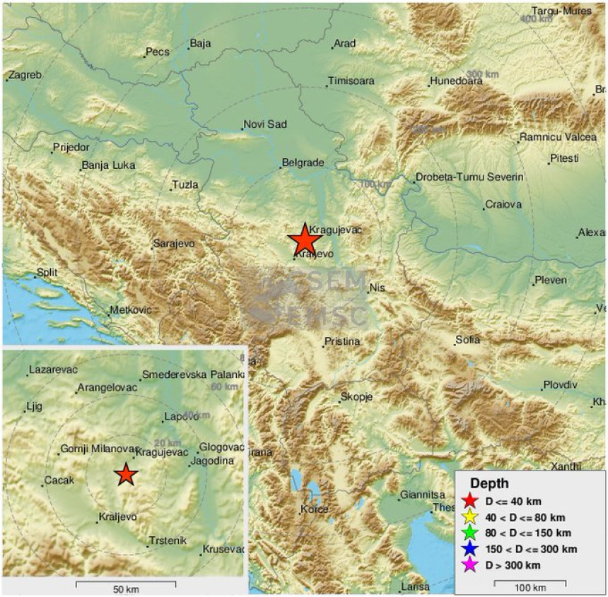 Potres u regionu Kragujevca 3,3 stepena po Rihteru