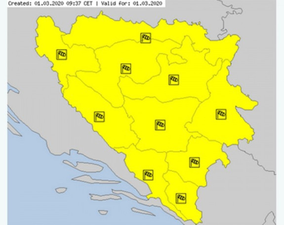 Žuto upozorenje zbog vjetra i niske temperature