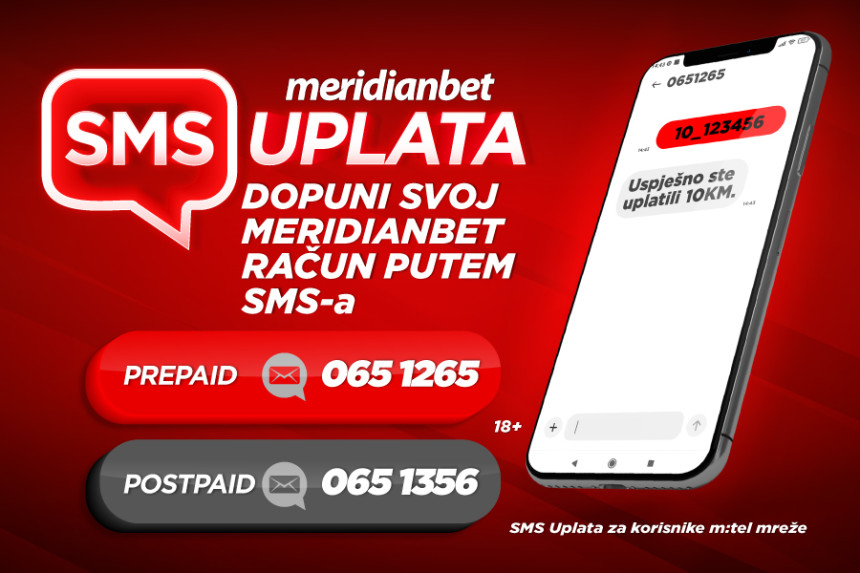 Samo u Meridianu: SMS-om deponuj bez dodatnih troškova! Zabava uvijek i na svakom mjestu!