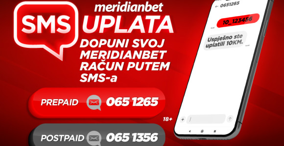 Samo u Meridianu: SMS-om deponuj bez dodatnih troškova! Zabava uvijek i na svakom mjestu!