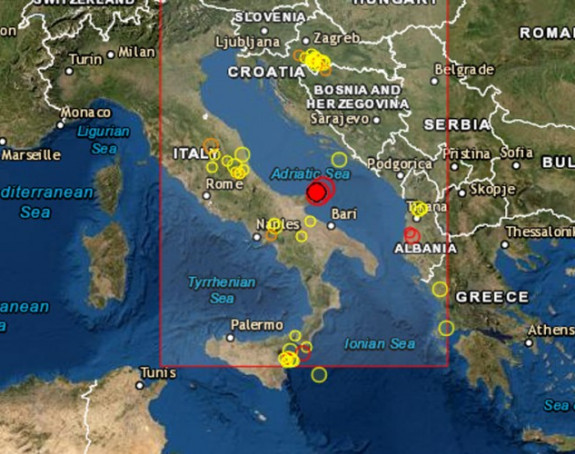 Забиљежена два снажна земљотреса у Јадранском мору