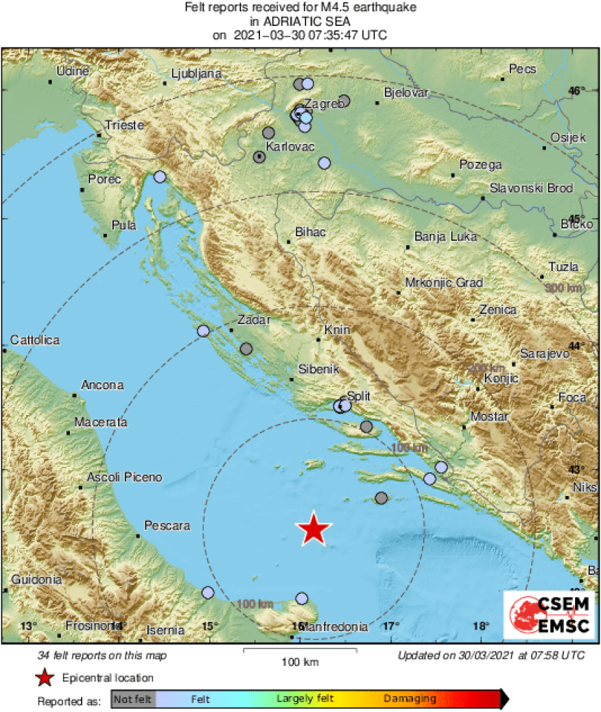 Treći i najjači zemljotres na Jadranu