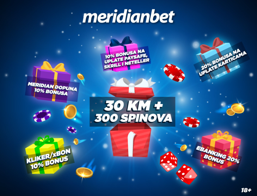 PAŽNJA, PAŽNJA! EKSPODIRALI su bonusi u Meridianu! POKLON 30 KM + 300 SPINOVA!