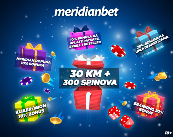PAŽNJA, PAŽNJA! EKSPODIRALI su bonusi u Meridianu! POKLON 30 KM + 300 SPINOVA!
