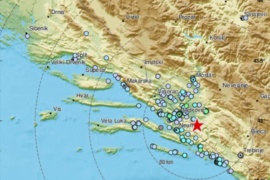 Земљотрес се осјетио у регији Херцеговине