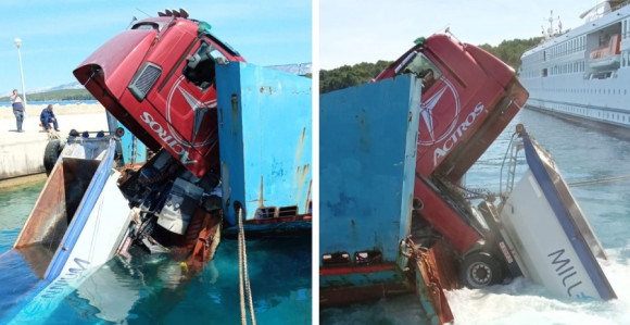 Pukli konopci, u more s broda ispalo teretno vozilo