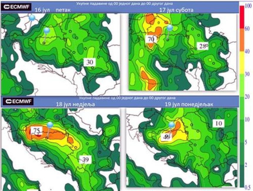 Očekuju nas obilne padavine sve do ponedjeljka