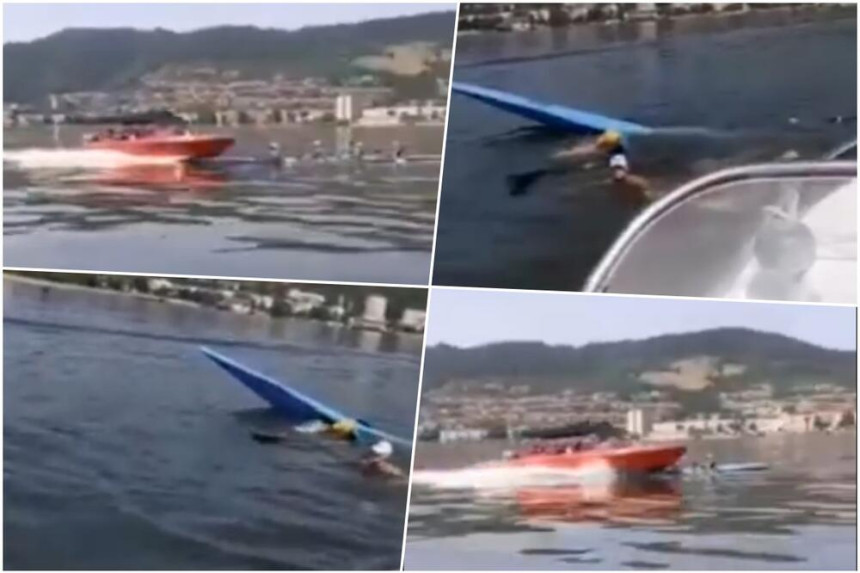 Gliserom prešao preko kajaka sa veslačima