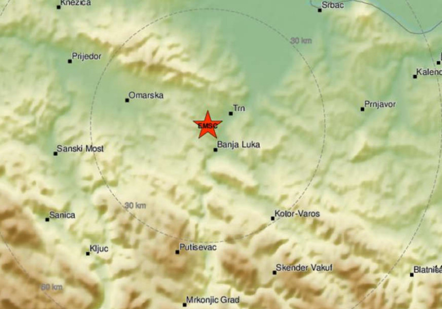 Два земљотреса осјетила су се у Бањалуци