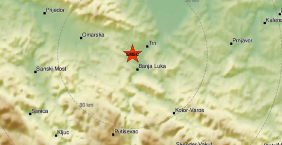 Dva zemljotresa osjetila su se u Banjaluci