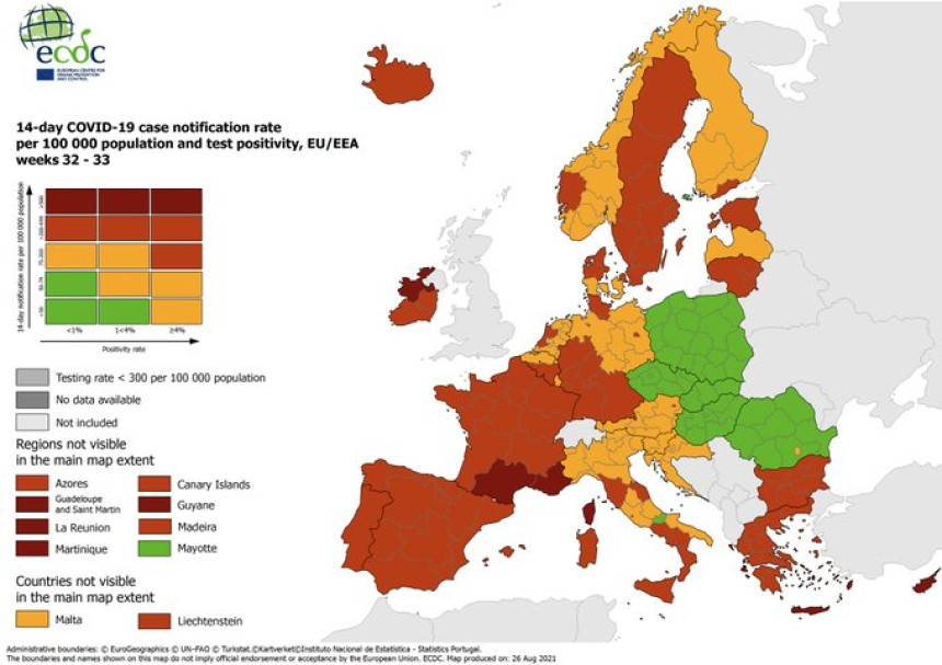 Nova korona-karta, cijela Hrvatska je narandžasta