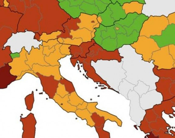 Evo kako izgleda COVID mapa zaraženih u Evropi