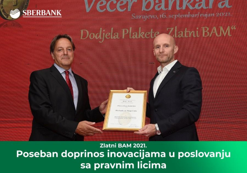 Sberbank a.d. Banja Luka dobitnik nagrade Zlatni BAM