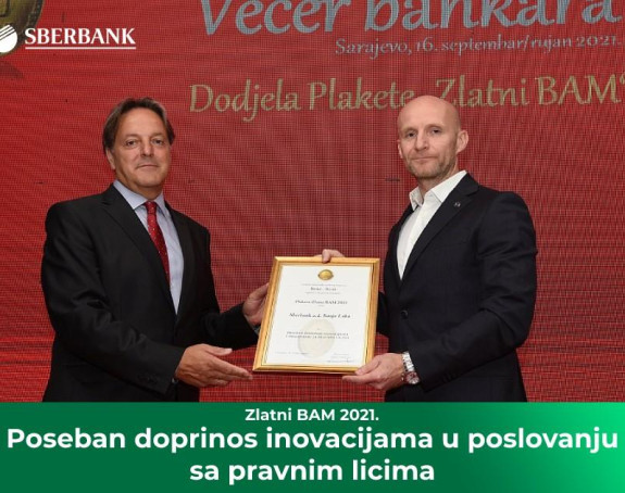Sberbank a.d. Banja Luka dobitnik nagrade Zlatni BAM