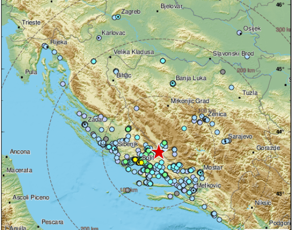 Снажан земљотрес погодио Далмацију, осјетио се и у БиХ