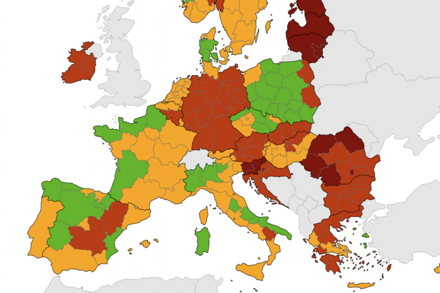 Na epidemiološkoj karti ECDC Hrvatska i dalje crvena