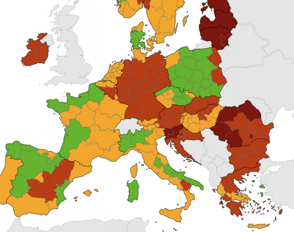 Na epidemiološkoj karti ECDC Hrvatska i dalje crvena