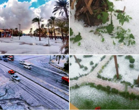 Snijeg i grad u Hurgadi, turisti u čudu (VIDEO)